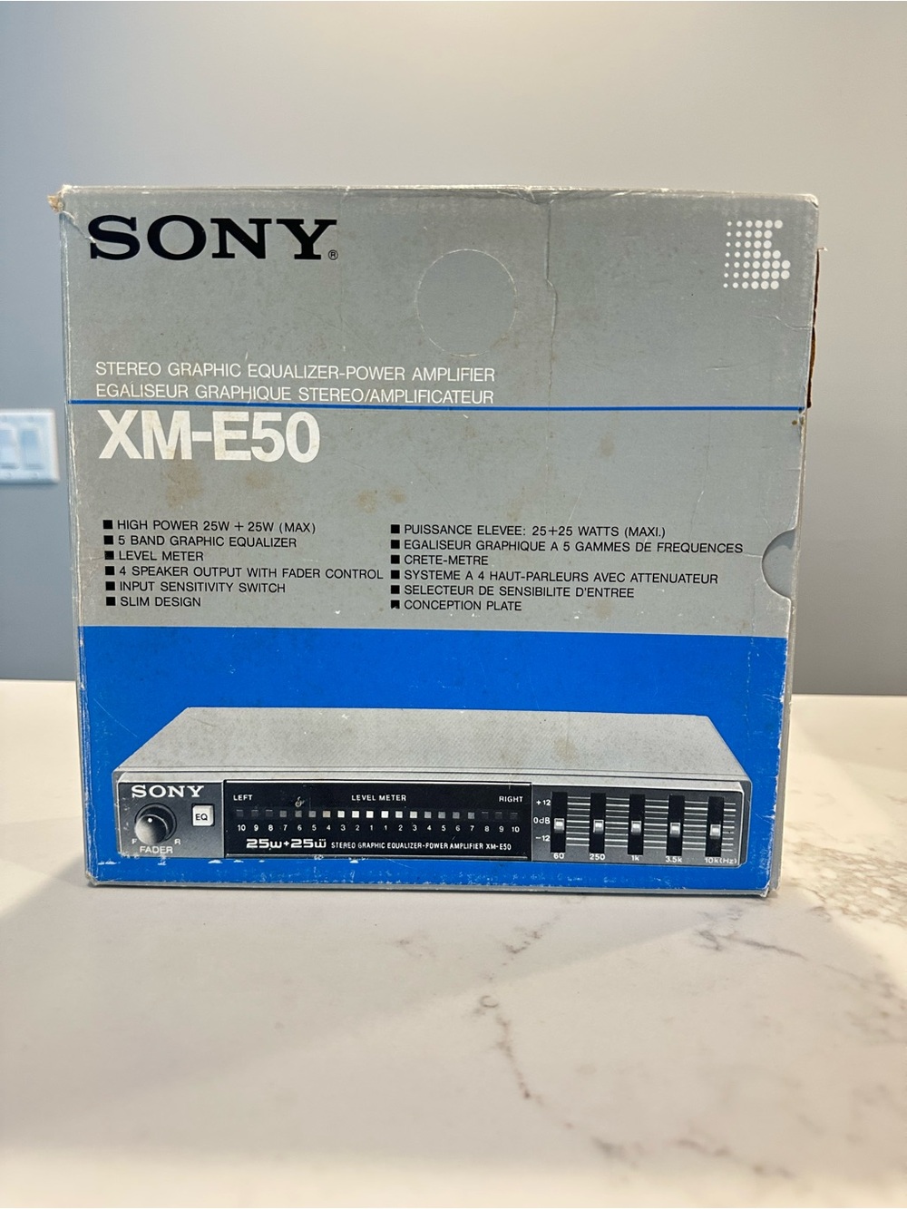 Sony XM-E50 Silver and Blue Stereo Graphic Equalizer Power Amplifier